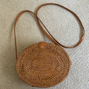 Handwoven Oval Rattan Cross Body Purse